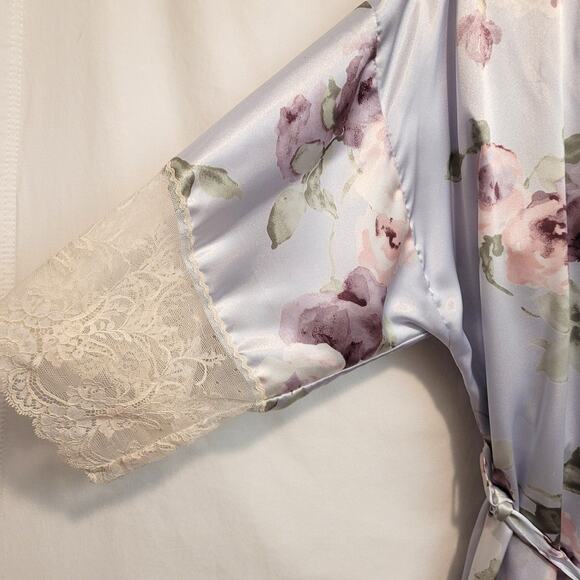 California Dynasty Vintage Floral Robe & Slip Set Large Lace Trim 2-Piece - Picture 4 of 13